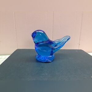 Vintage 1997 Leo Ward Bluebird of Happiness~ Art Glass  3.75 Signed~ Cobalt Blue